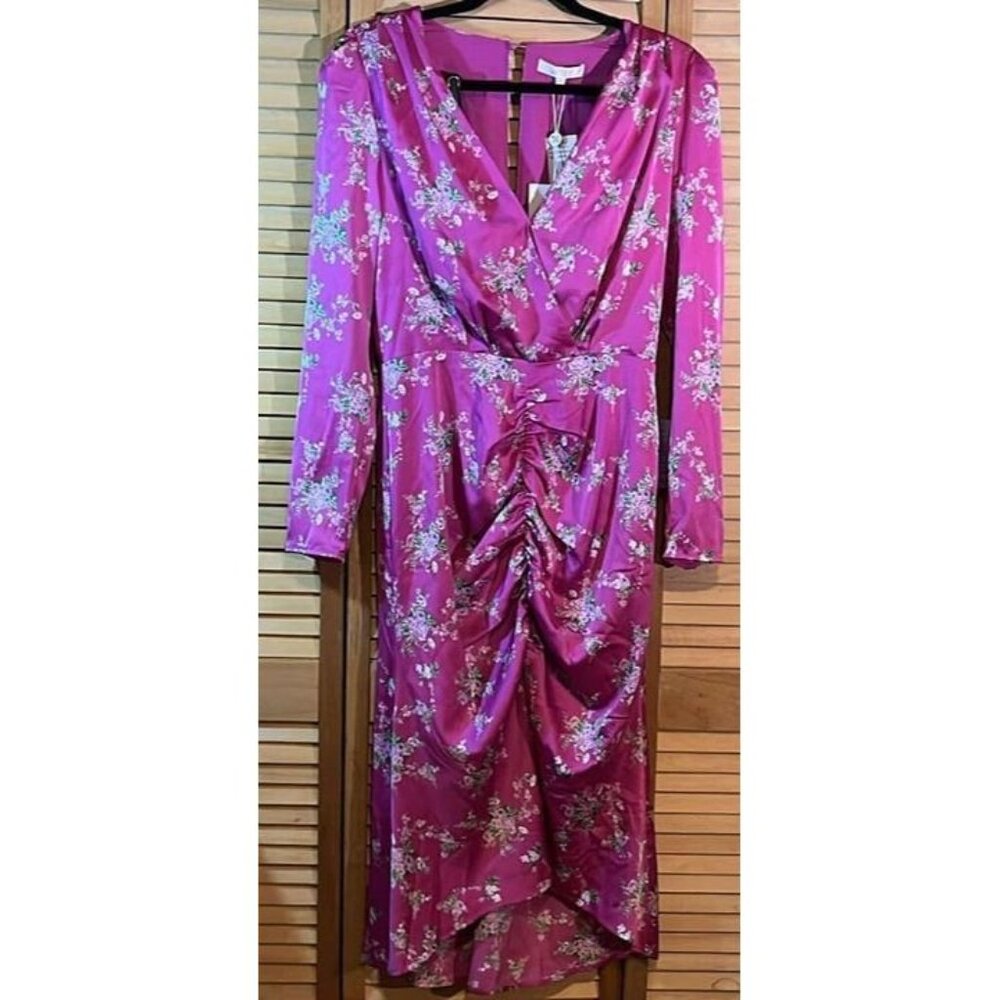 NWT WAYF Fuchsia Ruched‎ Dress SZ M